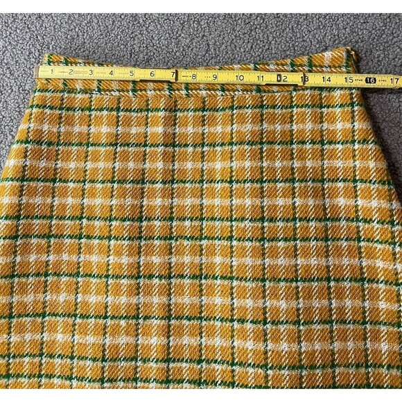 Anthropologie English Factory Midi Skirt Yellow Green Plaid Preppy Small New - Picture 12 of 15